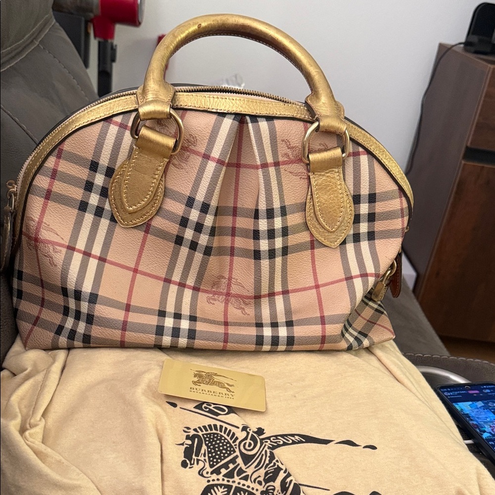 Authentic (Preloved) Burberry Checkered Satchel I… - image 1